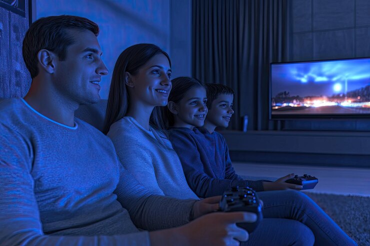 hatwayhyderabad.com - rear-view-man-holding-remote-control-while-watching-television -ultra-quality-image-happy-familiy-spending-fun-time-home-high-detail-